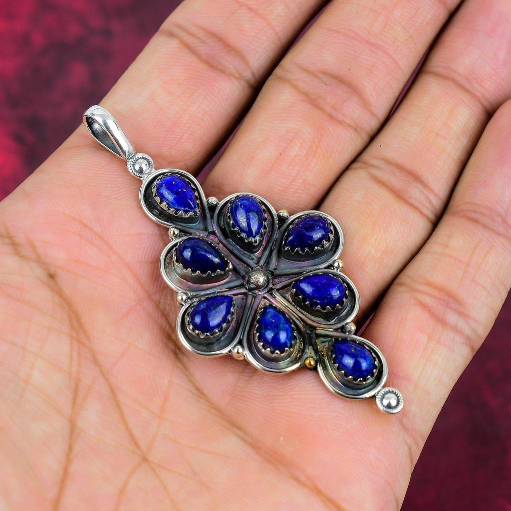 Lapis Lazuli Pendant Handmade Gemstone Jewelry, 925 Solid Sterling Silver Pendant ,Unique Design Jewelry Pendant