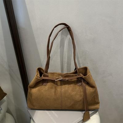 Simple Casual Single Shoulder Matte Texture Autumn New Retro Fashion Fluffy Hand Carrying Tote Bag Woman