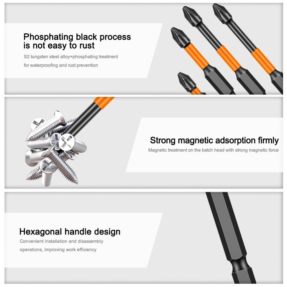 5pcs 1/4" Hex Shank Screwdriver Bit Set Anti-Slip Design Impact Ready Bits Industrial Repair