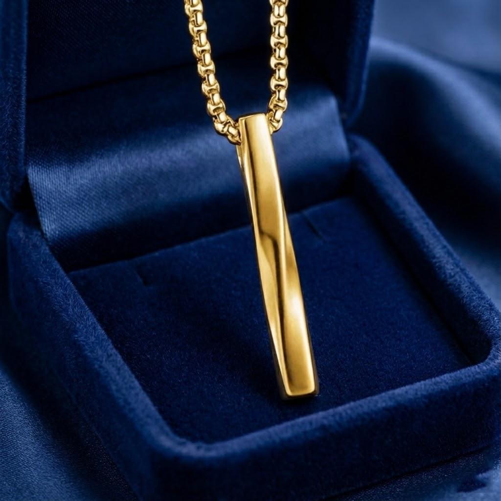 Men s Geometric Stainless Steel Pendant Necklace Elegant Creative Jewelry Gift Stylish Accessories золотой
