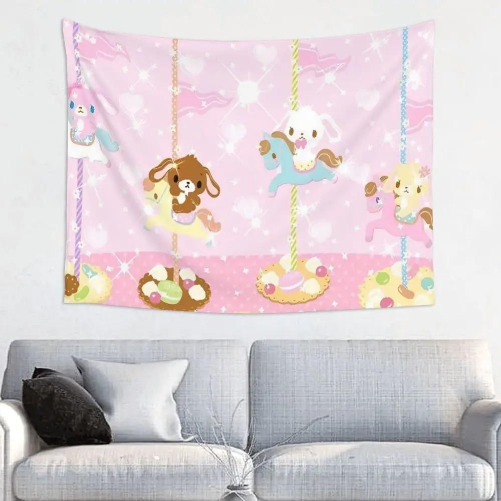 VIKAMA Dreamy Cartoon Fairy Tale Style Tapestry Childrens Room Mother and Baby Room Girls Room Coffee Shop Ins Style Wall Decor