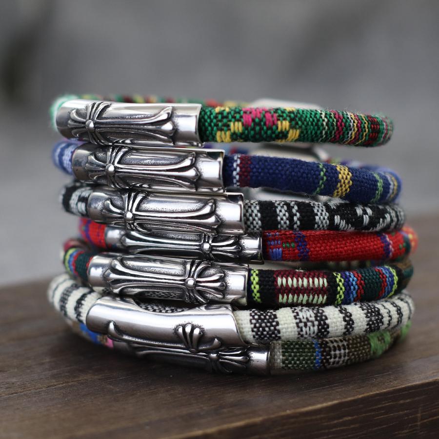 Brățară Cruce Gotică Brodată Față-Verso Stil Boho Etnic Multicolor Frânghie din Pânză Curcubeu Bijuterii Prietenie pentru Bărbați Femei