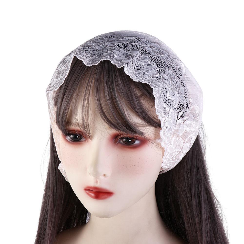 Hiking Hanging Ear Solid Color Sports Scarf Cycling Neck Scarf Face Cover Lace Mask Face Scarves
