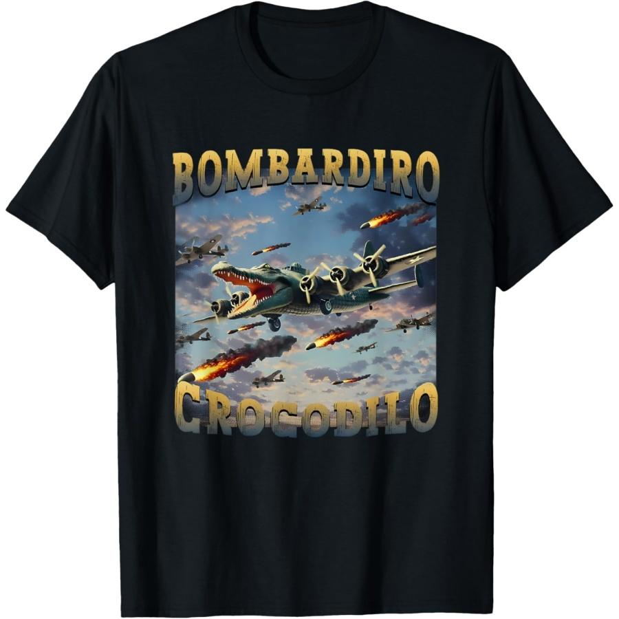 Смешной Крокодил Мем Bombardiro Crocodilo Смешная Мозговая Гниль Футболка(1) XXXXXL чёрный