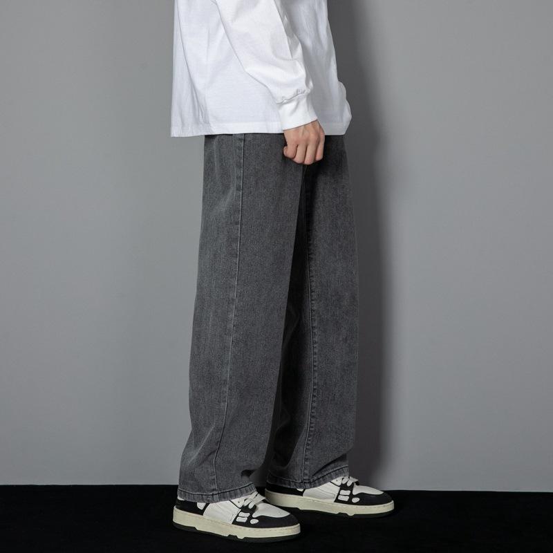 Pantalones Casuales de Color Sólido de Pierna Recta Sueltos para Hombre, de Cuatro Estaciones, de Cintura Media