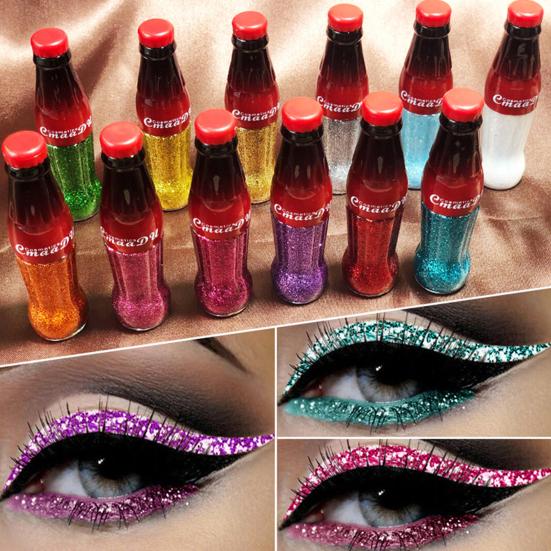 

Бутылка колы Блестящий макияж Водостойкая блестящая подводка для глаз для дома