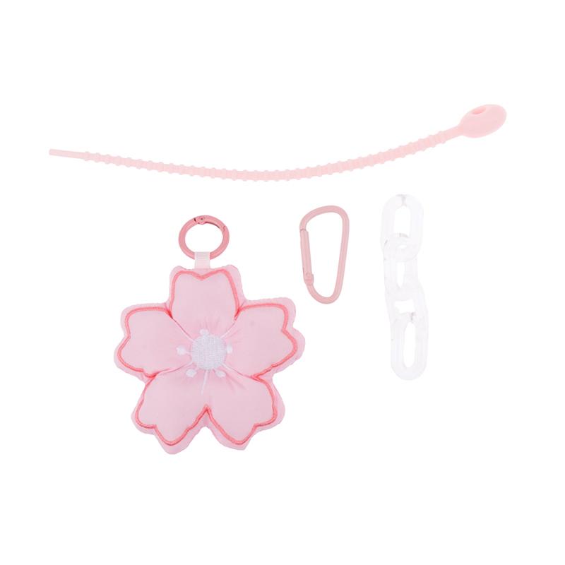 Pink Cherry Blossom Key Chain Fabric Sakura Pendant Cute Flower Key Ring Backpack Charms Car Decoration Bag Accessories