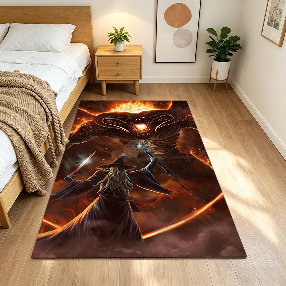 Lord Rings Area Rug Suitable for Entryway Balcony Dormitory Playrooms Anti-slip Rug Anime Office Decor Spiritual Gift