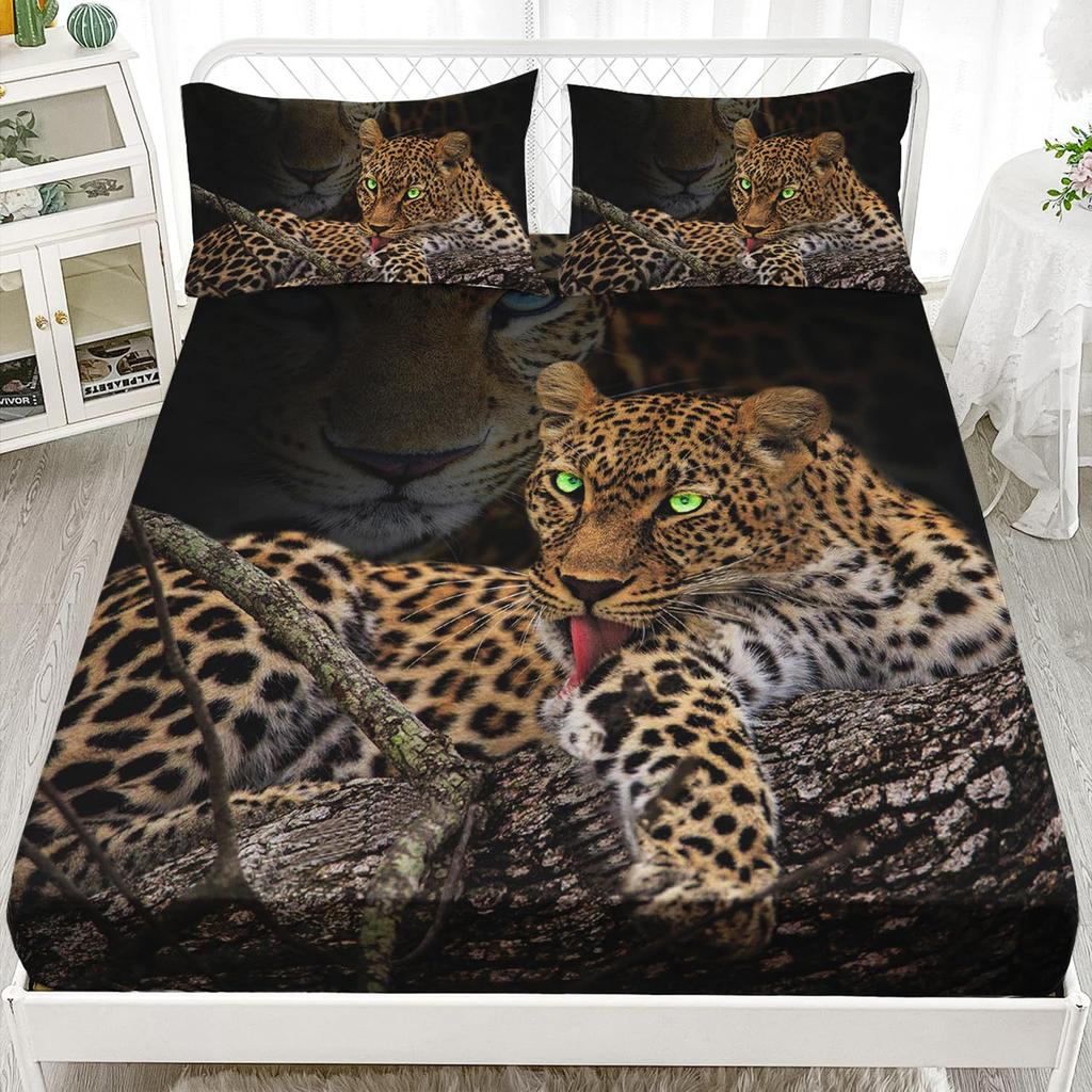 Forest Animal Pattern Mattress Three-Piece Digital Printing Mattress Bedding Set Adult Children