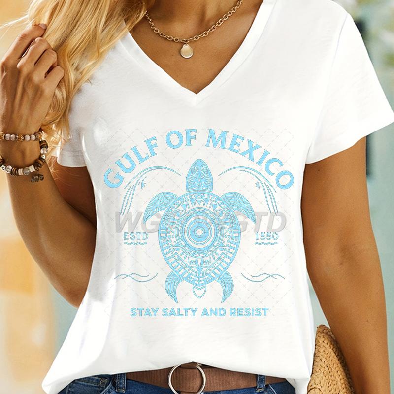 Gulf of Mexico Shirt for Unisex Women Gulf Coast Soft Tee Vneck Design Summer Clothes Gulf Mexico Beach Stay Salty Classic Tshirt S