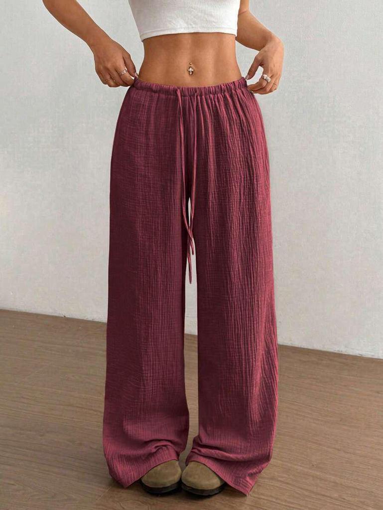2026 Summer Women's Crinkled Cotton High-Waist Casual Trousers