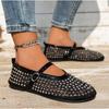 Fashion Mesh Breathable Rhinestone Fashion Versatile Women's New Foreign Style Niche Belt Flat Soft Soled Mary Jane Shoes Womens Shoes