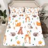 Cartoon Animal Fox Owl Hedgehog Deer Pattern Bed Hat Four-piece Set Bedroom Dormitory Bedding Decoration