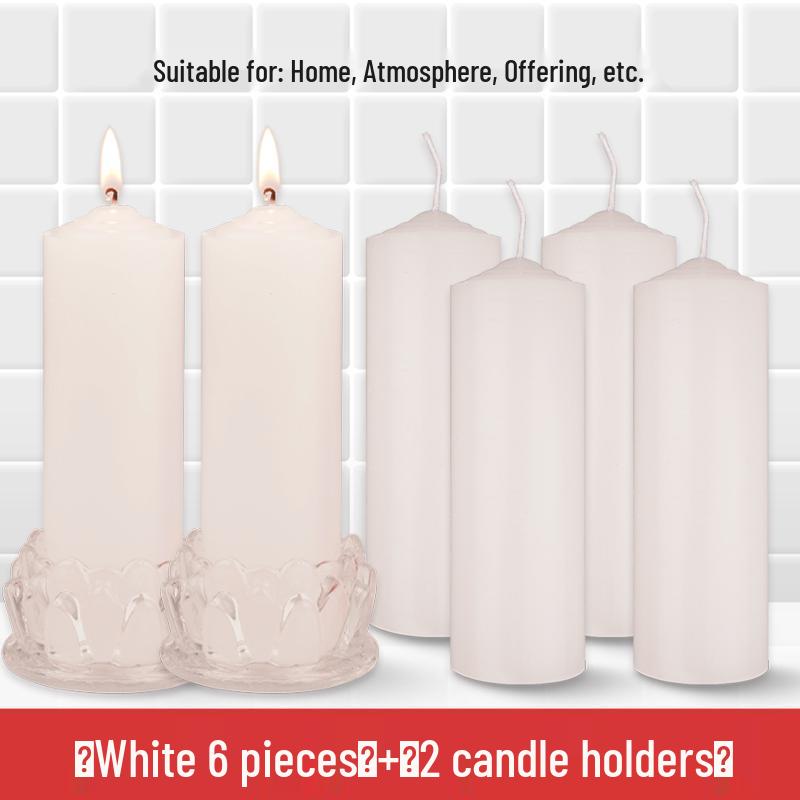 Smokeless Odorless Long-Lasting Emergency Candles: White, Yellow, Red, Thick Cylindrical for Holidays