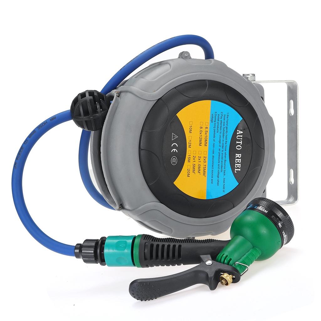 Flexible Hose Reel Automatic Reel Retractable Pipe TPU Clamping Tube Irrigation Sprayer Garden Hose Water Spray Garage Tool Car Cleaning Gray 8x12x6M