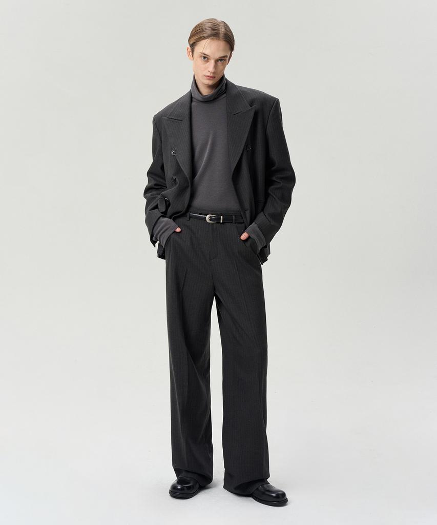 Rerhee Men Stripped Double Breasted Jacket