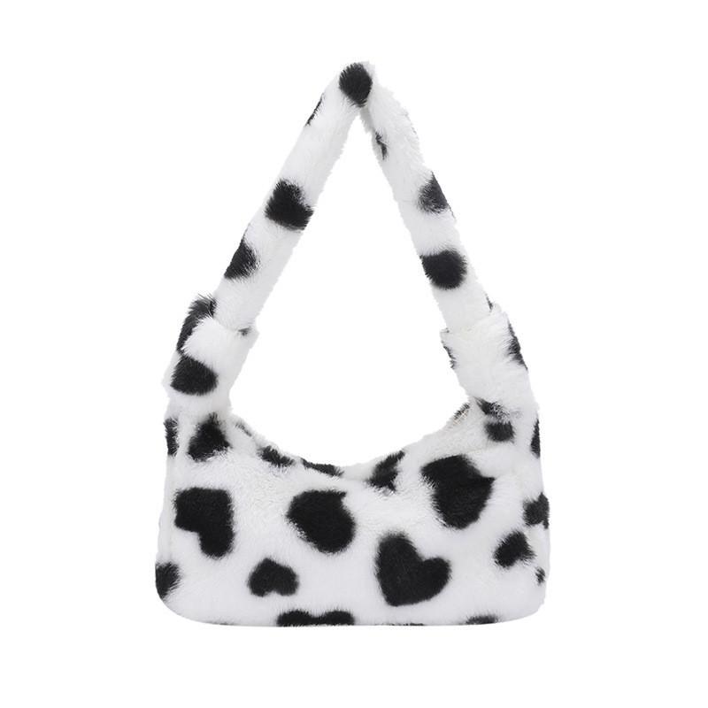 Chic 2023 Spring Plush Handbag For Women Fashionable Heart Design Casual Shoulder Bag