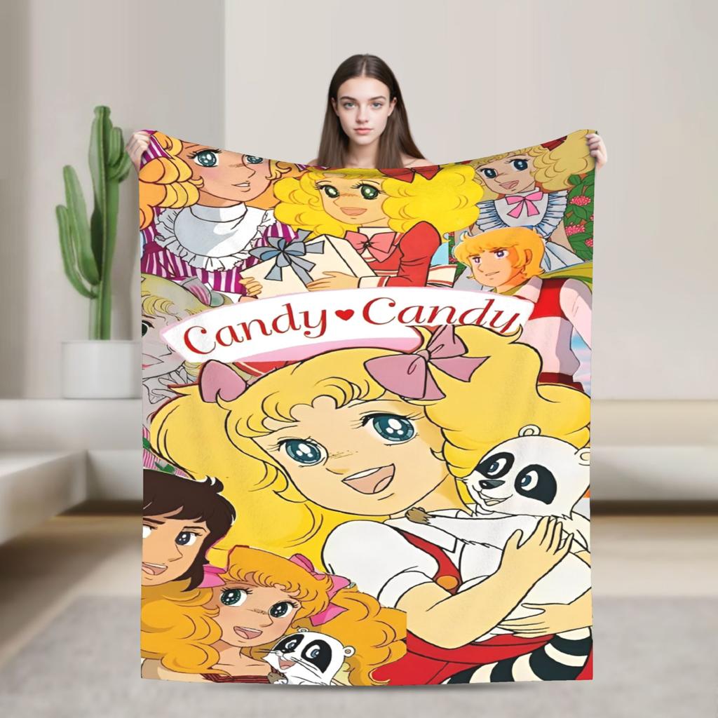 Candy Candy And Terry Anime Blanket  Warm Soft Funny Plush Bedding Throws For Couch Bed Travel Flannel Bedspread Bed Cover