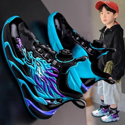 2025 New Autumn Boys' Breathable Mesh Basketball Sneakers with Shock Absorption and Leather Upper