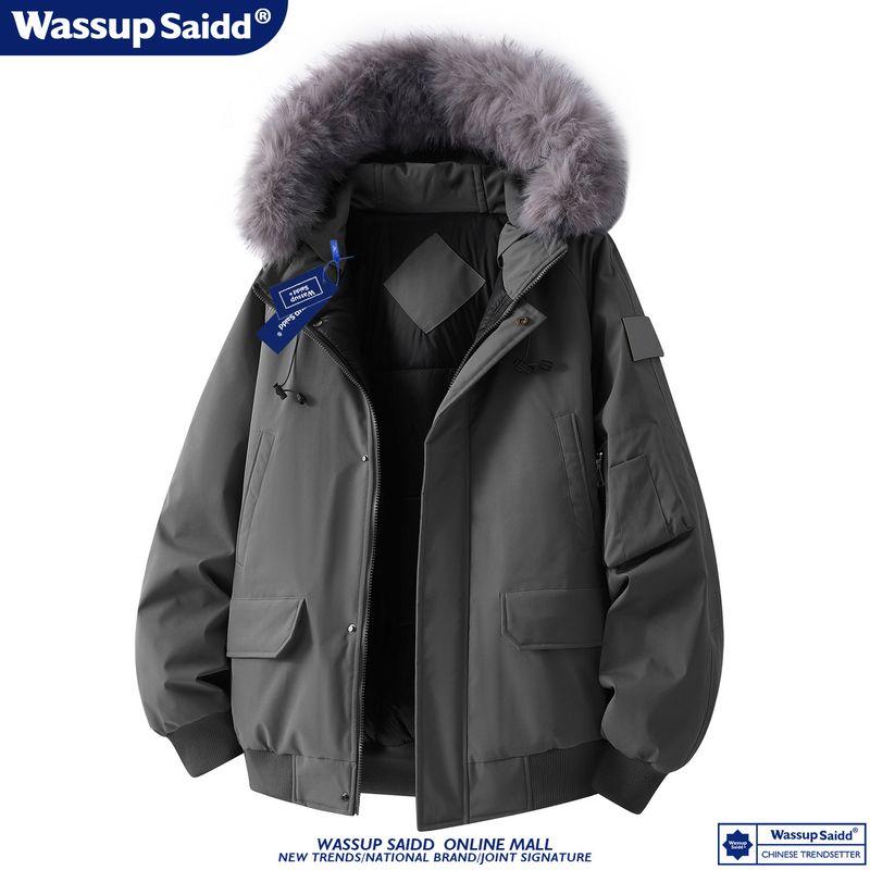 Wassup Saidd Fur Collar Parka 2025 New Men's Winter Thickened Warm Cotton Coat Jacket Thickened and Warm