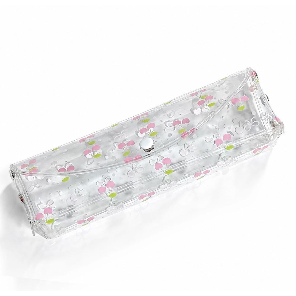 Transparent Pen Bag Strawberry/Cherry Print Stationery Pouch Simple Pencil Pouch Students Gift