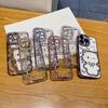 Electroplating Three-dimensional Point Drill Cute Cat iPhone16Promax Mobile Phone Case for Apple 15 Bow 14/13