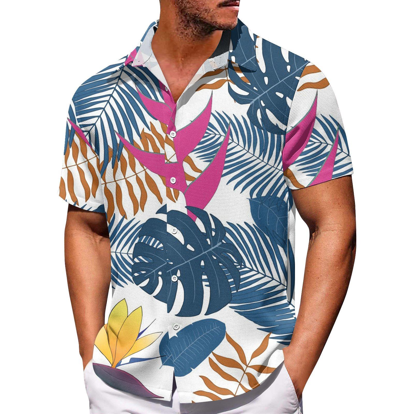 

Мужские гавайские рубашки с короткими рукавами и пуговицами, мужские повседневные модные рубашки с короткими рукавами XXXXXL белый