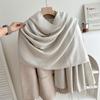 Classic Solid Tassel Scarf Men Women Fall Winter Imitation Cashmere Thick Versatile Shawl Causal Wrap Warm Muffler Male Female