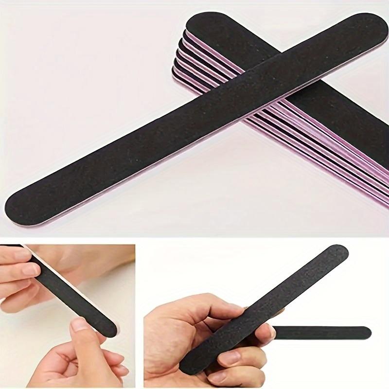 5Pcs Double Sided Emery Board Nail File, 100/180 Grit Nail Buffering Files, Black Manicure Pedicure Tool