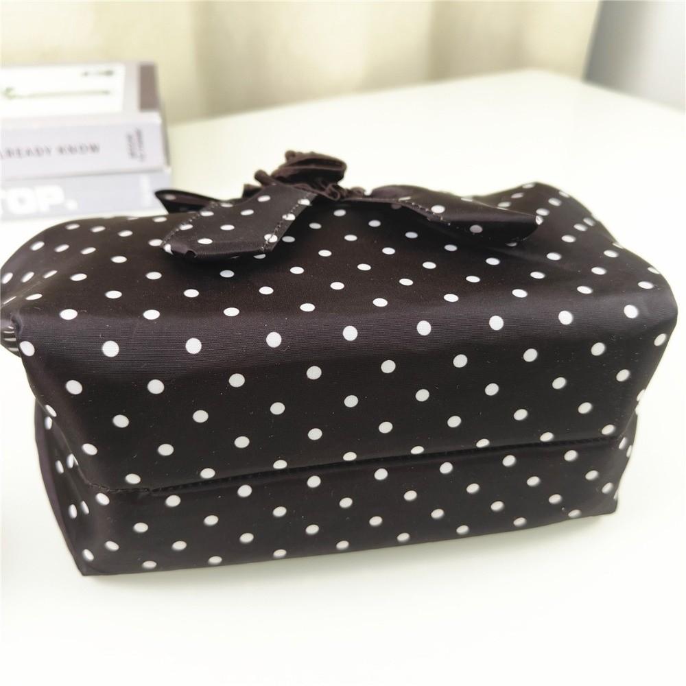Portable Bowknot Handbag Lightweight Polka Dots Purse Fashion Nylon Top Handle Handbag Summer