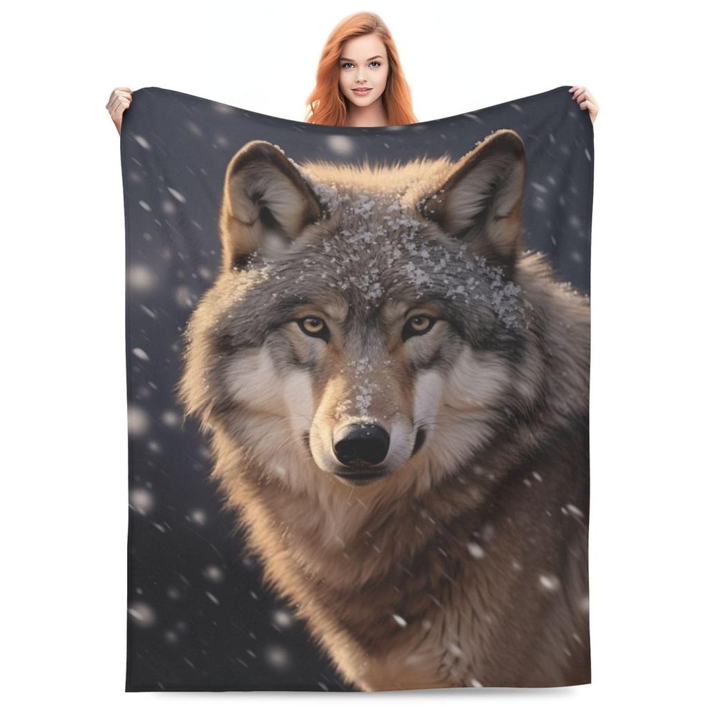 Wolf Deken Wilde Dier Wolf Print Fleece Deken Zacht Lichtgewicht Warm Flanellen Plaid voor Beddengoed Bank Tweepersoons King