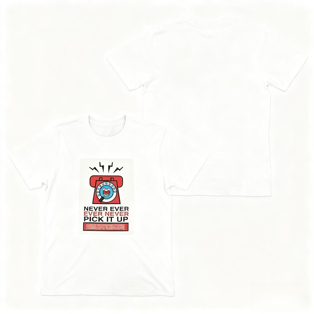 Never Pick It Up Meme Phone TShirt Retro Design with Humorous Warning Text for Meme Enthusiasts and Subculture Humor Fans
