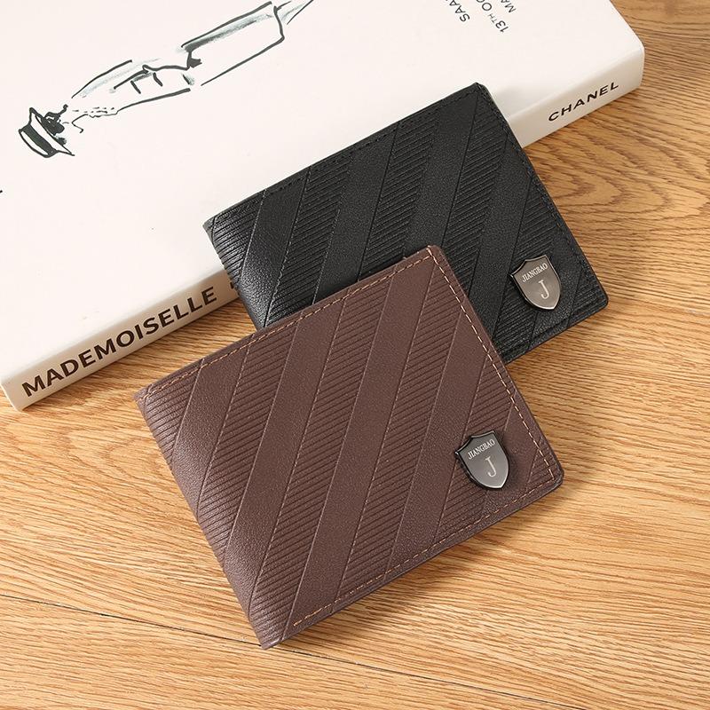 New Men's Wallet Short Wallet Men's Green Business Casual Horizontal Wallet Fashion Large Capacity Soft Leather Wallet