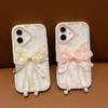 For iPhone 16 Plus Case Two Bow Epoxy Design TPU+PC Phone Back Cover Rhinestone Decor
