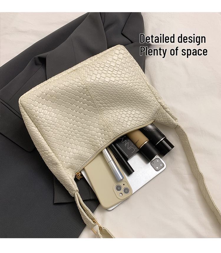 Korean Style Women's Woven Shoulder & Crossbody Bag with Adjustable Strap