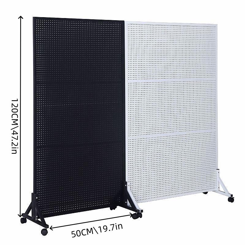 Metal Pegboard with Stand Movable Floor Standing Storage Rack Jewelry Hat Display Pegboard  Tools for Bedrooms Living Rooms and Kitchen