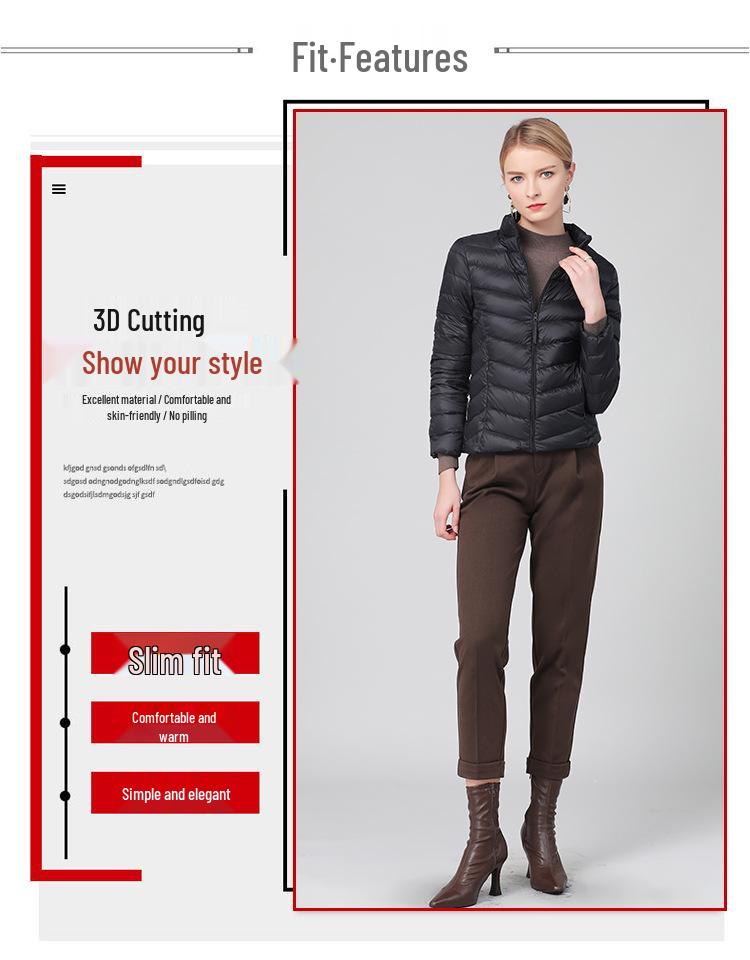 Women's Lightweight White Duck Down Jacket - 2026 Autumn/Winter, Warm Versatile Outerwear with Stand Collar