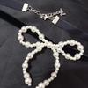 Elegant Bowknot Necklace Unique Perals Bowknot Pendant Necklace Accessories Stylish Ladies Choker Adornment for Women