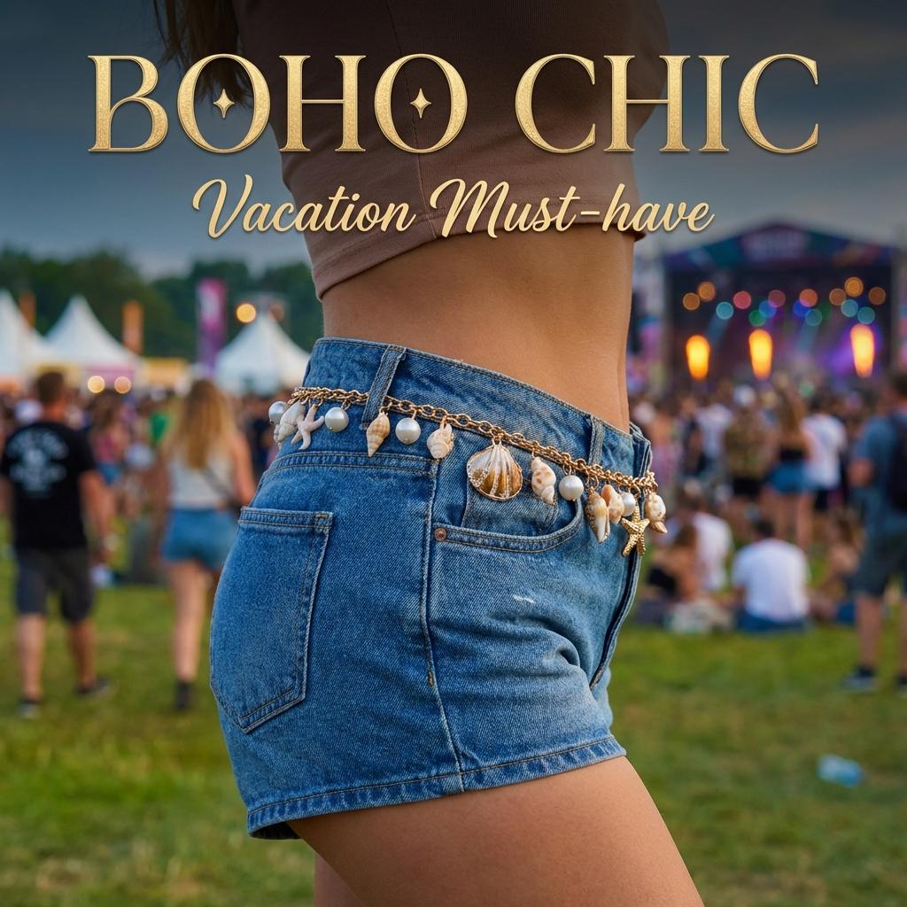 Bohemian Sea Star Conch Waist Chain For Women Summer Beach Party Shell Imitation Pearl Metal Body Chain Girls Holiday Jewelry