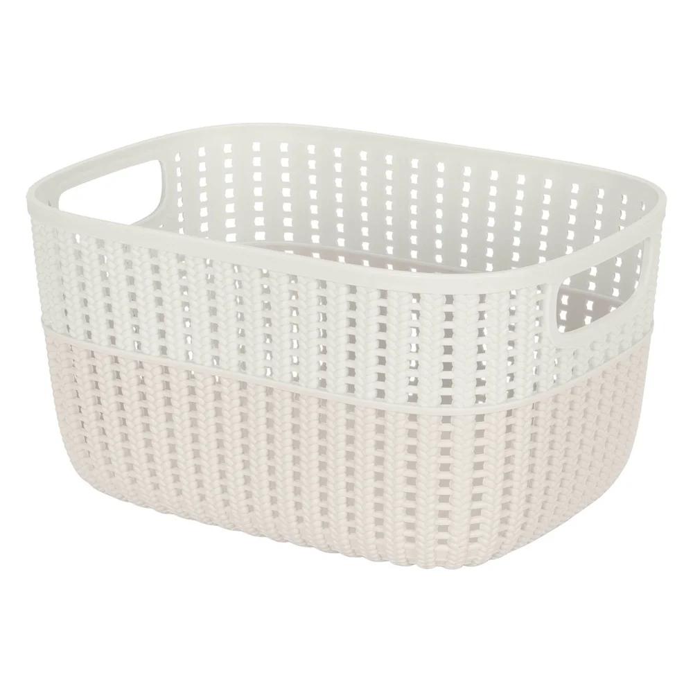 

Двухцветная корзина для хранения Прочная Легкая с ручками для переноски Организация дома и офиса Игрушки Журналы Одежда United States