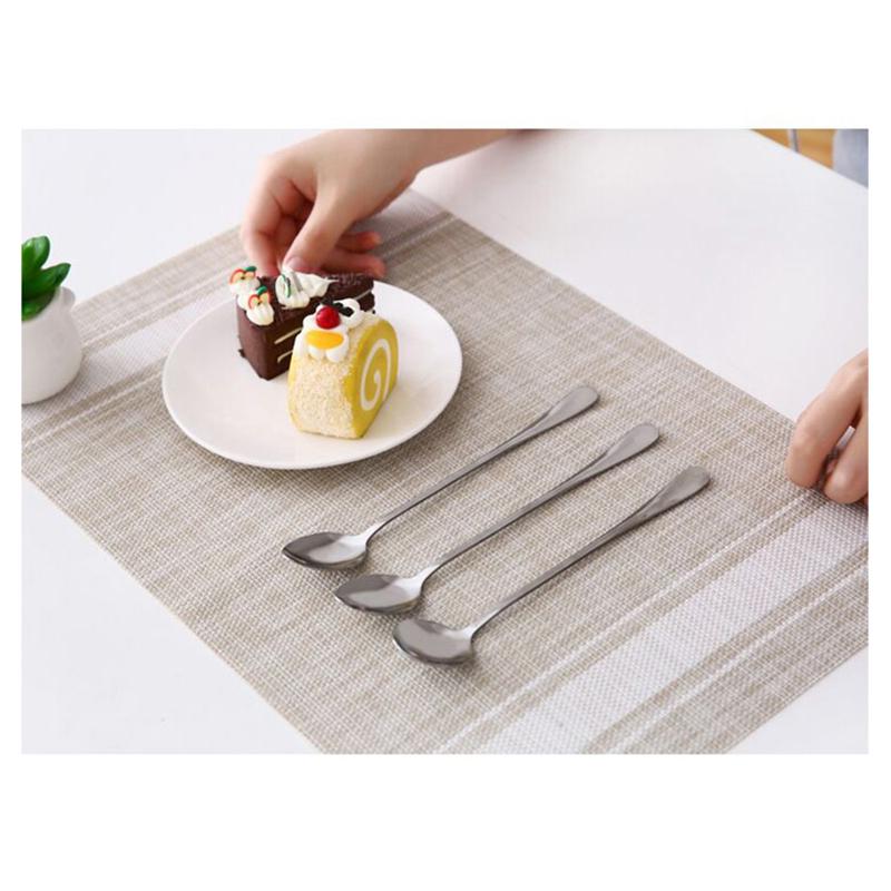 1Pc Long Handle Stainless Steel Spoon Fork - Coffee Stirring Ice Cream Dessert Spoon Household Dinner Tableware Accessory