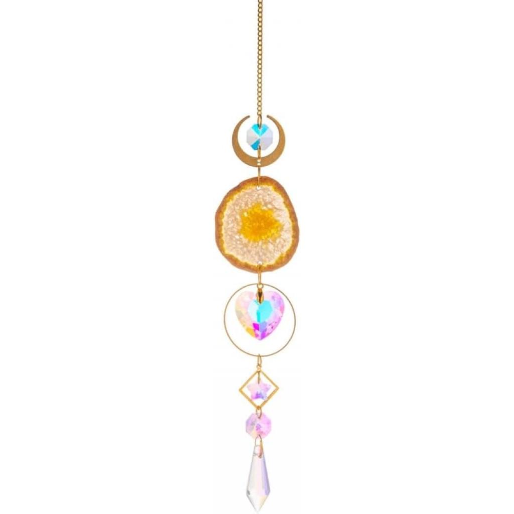 Agate Car Hanging Ornament, Swinging Rear View Mirror Pendant Crystal Car Interior Decorations for Men Women Car Office Room