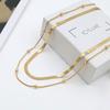 18K Vacuum Electroplated Gold Stacked Bead Chain Snake Bone Chain Women'S Fashion Stacked Titanium Steel Double-Layer Necklace