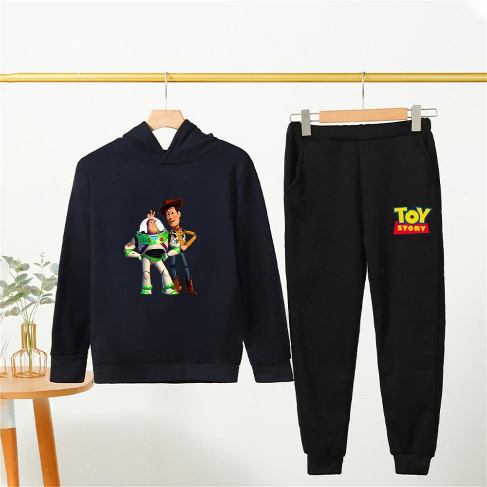 Black Children's Hoodie Coat Toy Story Suitable Age Boys Girls Hoode Sweatshirt Outerwear Pants Set Autumn Clothing