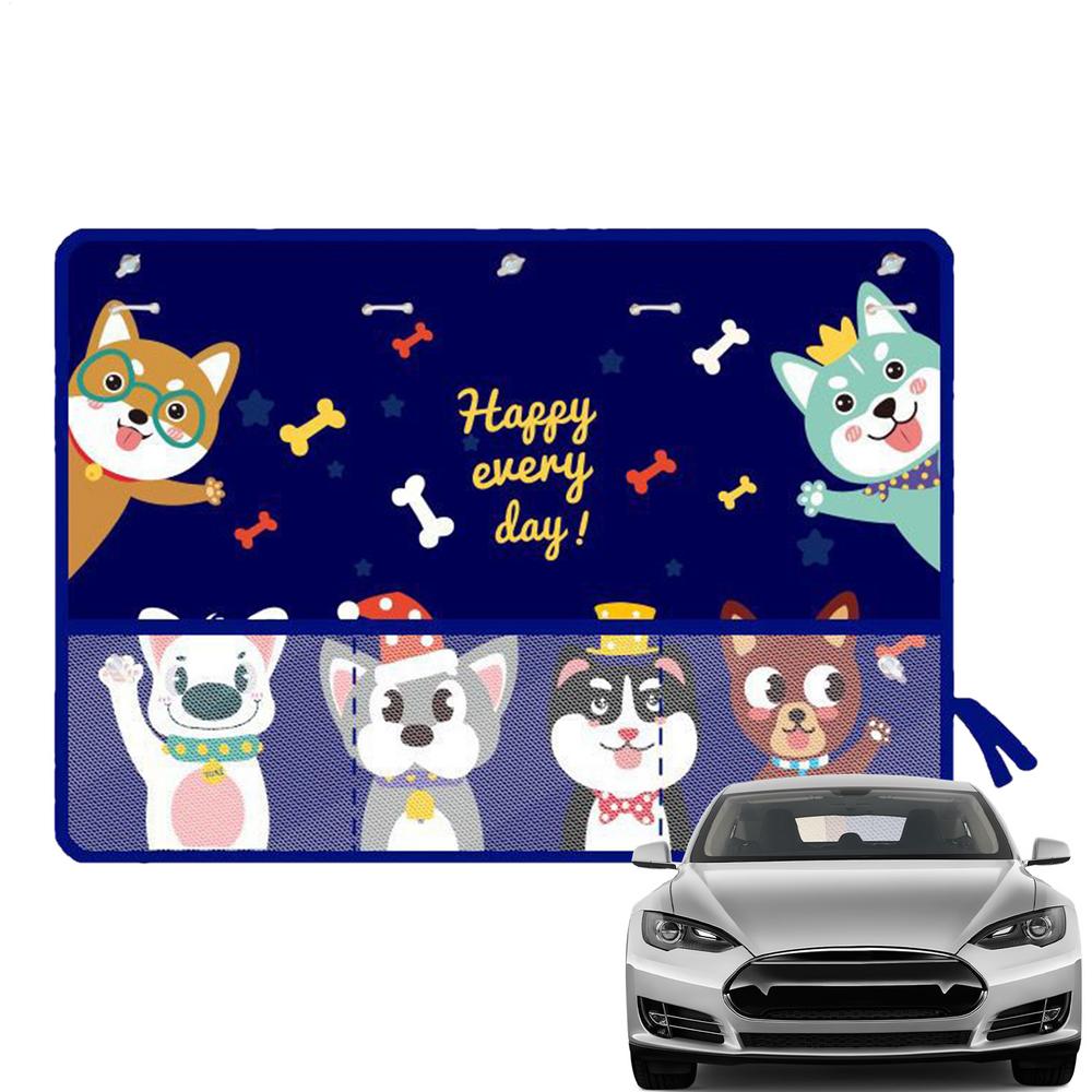 Car Window Screens Cartoon Design Shade For Car Window Automotive Interior Sunshade With Storage Function For Sedan RV Vehicle
