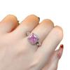 High Carbon Diamond Ice Flower Cut Square Pink Diamond Ring Women'S High Sense Temperament Princess Square Bag Powder Stone Jewelry
