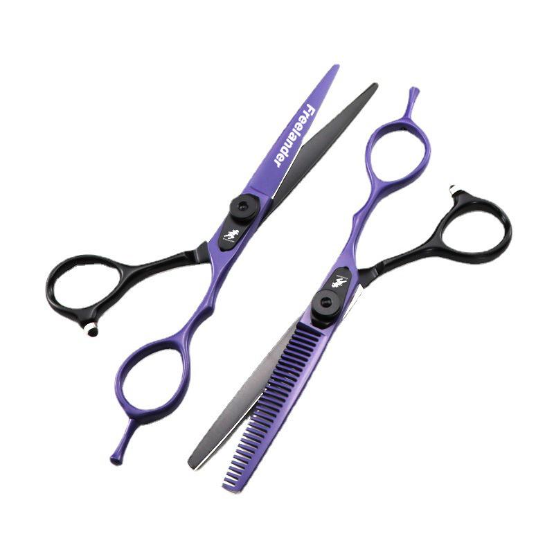 6.0 Inch God Walker Black Purple Hairdressing & Barber Scissors: Straight, Bangs, Thinning Black Purple Straight Scissors