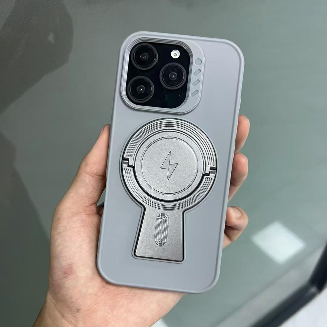 

Applicable To Apple 16PRO Magnetic Suction Mobile Phone Case Creative Rotating Racket Bracket IPhone 15 Matte Fulcrum Soft Shell Apple 16Plus