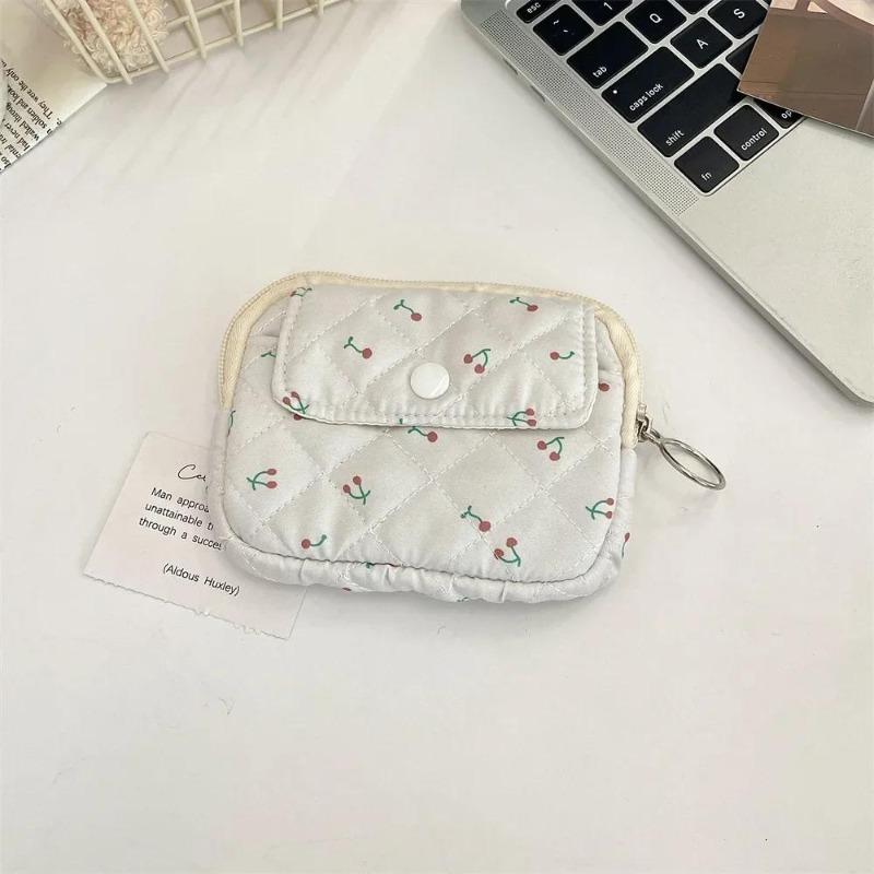 Cute Cartoon Floral Quilting Document Storage Bag Card Wallet Coin Purse ID Card Holder Driver's License Holder Badge Holder