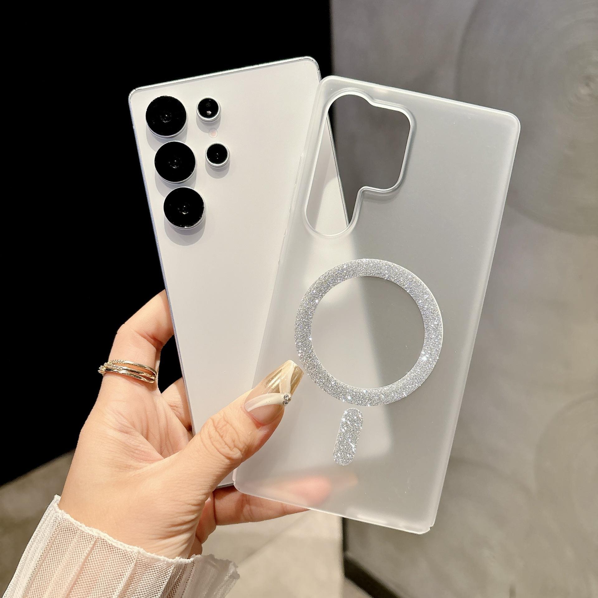 

Ice Fog Transparent Flash Powder Magnetic Absorption Suitable for Samsung S25ULTRA S24PLUS Ultra Thin Non Yellow Mobile Phone Case Sheath Samsung S21